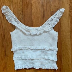Urban outfitters ruffled white crop top
